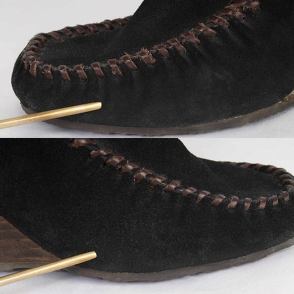 SAM EDELMAN Black ‘Alabama’ Suede Studded Knee High Moccasin Wedge Boots Size 8 - Picture 7 of 8